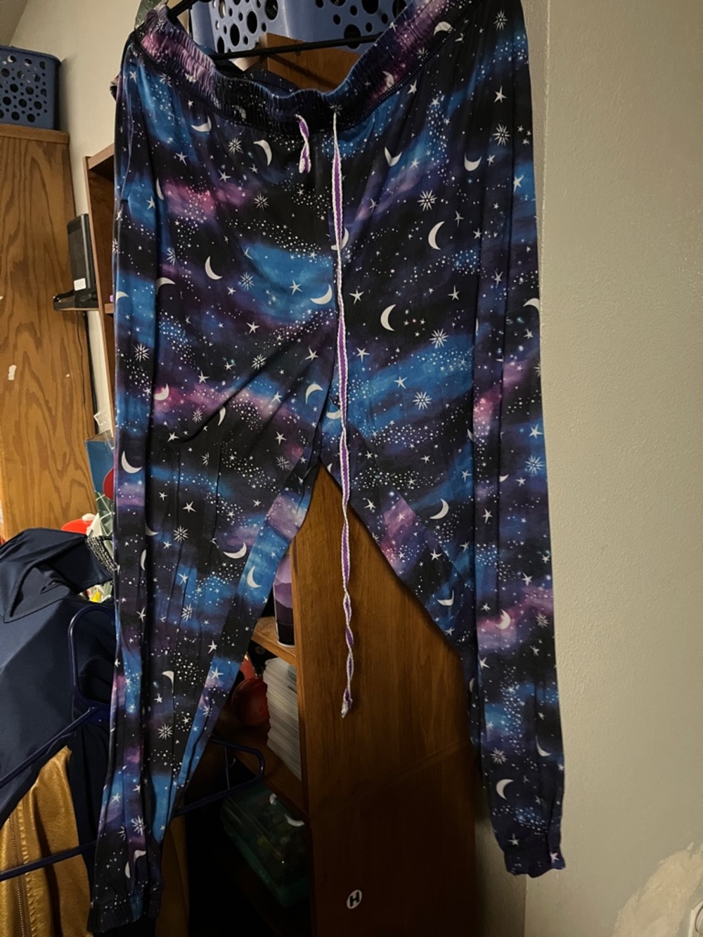 Galaxy Print Women’s Pajama Pants - Night Sky Purple